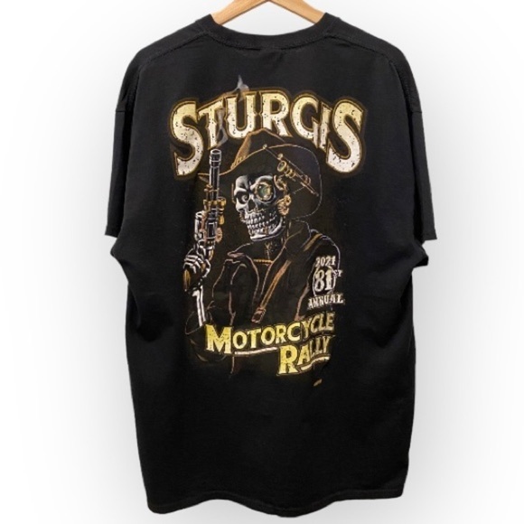 Sturgis 2021 Motorcycle Rally T Shirt Mens Size XL Skull Skeleton Cowboy 81st - Picture 3 of 9